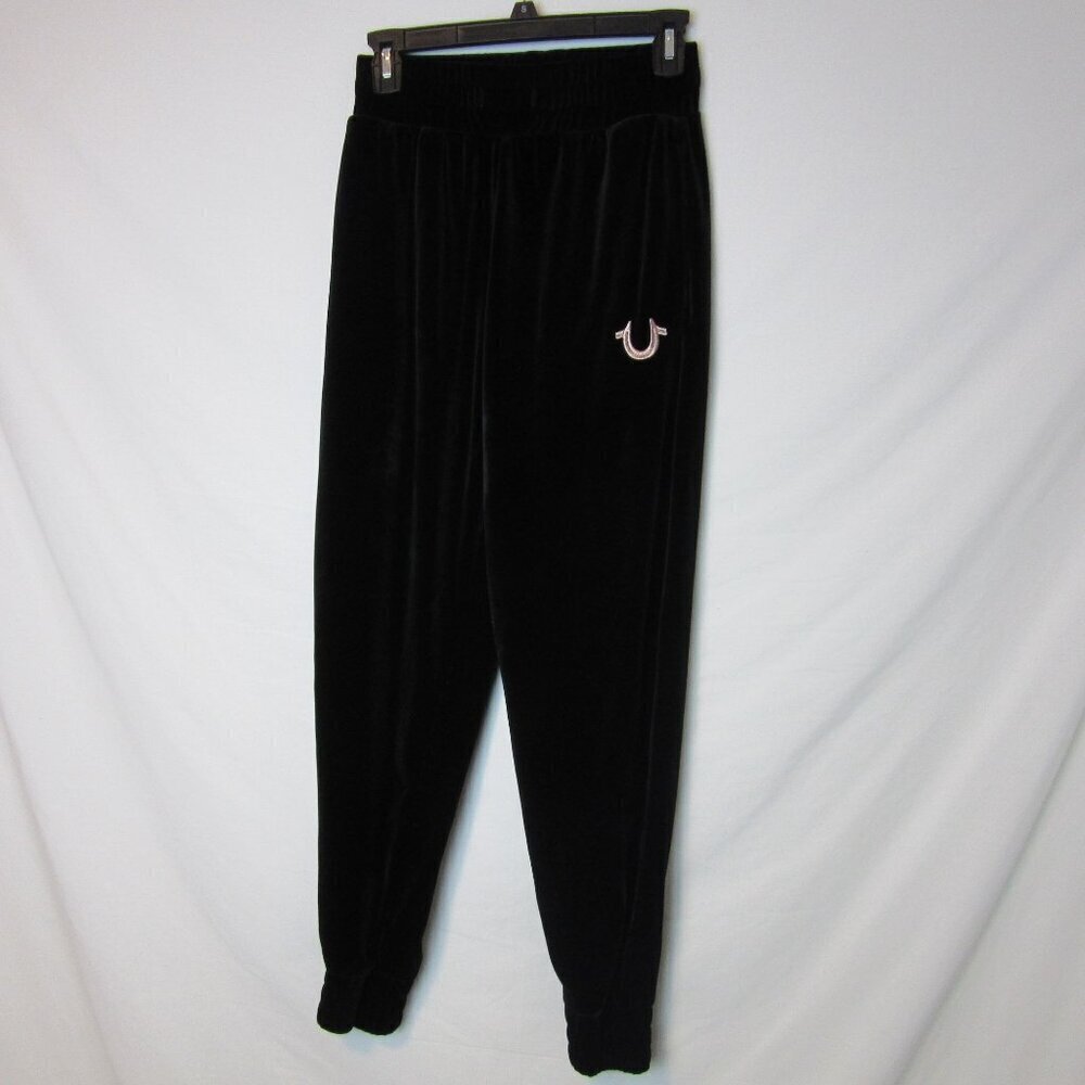 True Religion Sweatpants Velour Joggers Black Velvet Ankle Women's XS